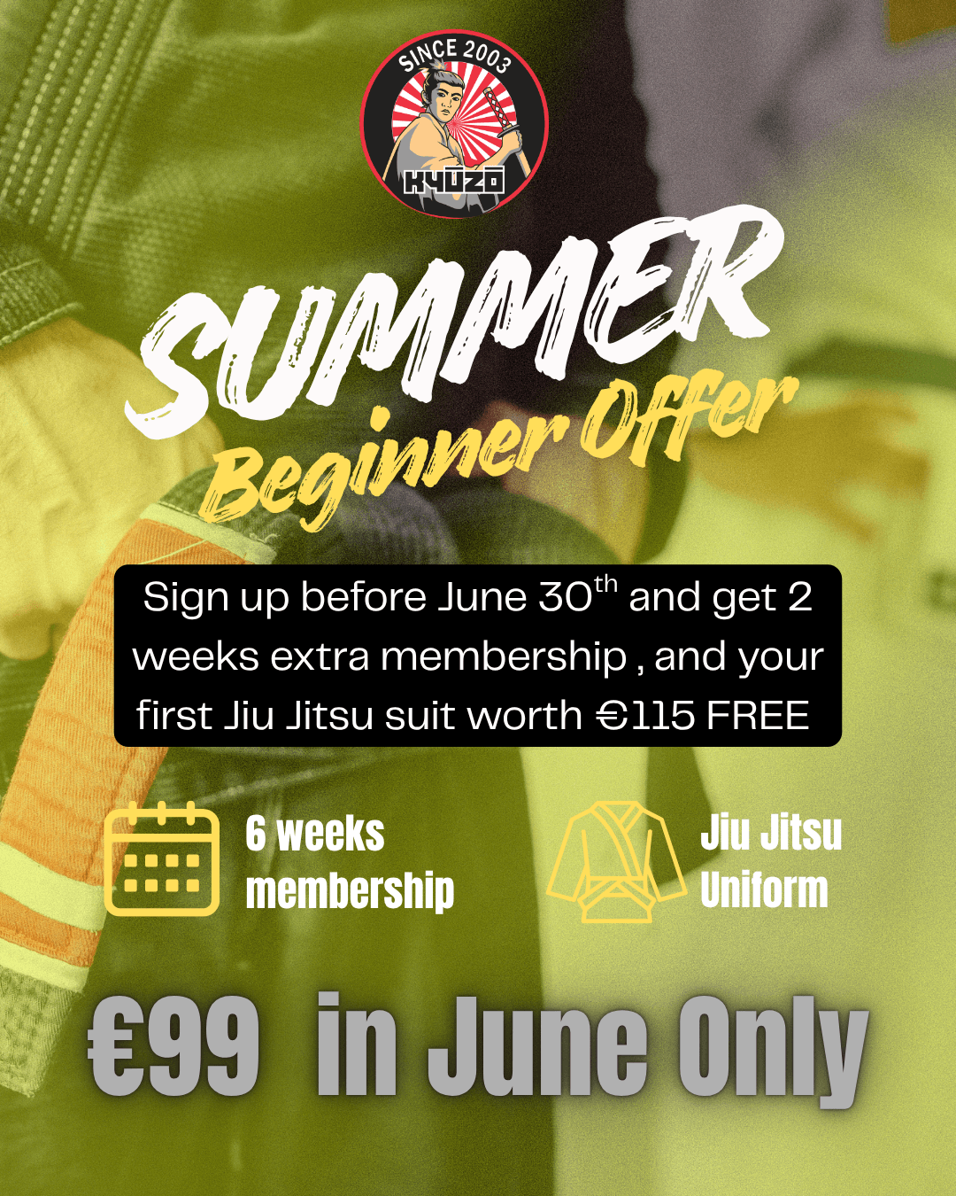 summer beginner offer at Kyuzo